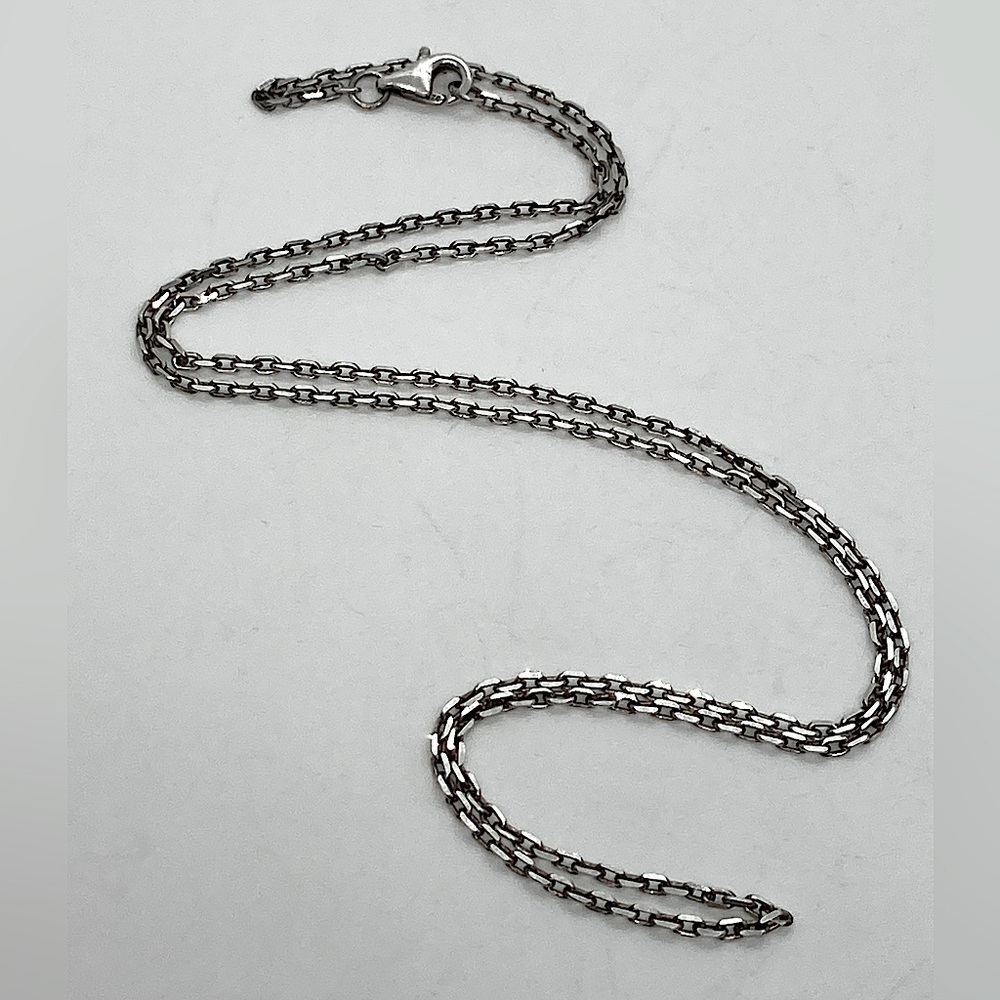 Vtg 925 Sterling Silver Paperclip Link Silver Chain | 18” L / 1mm W